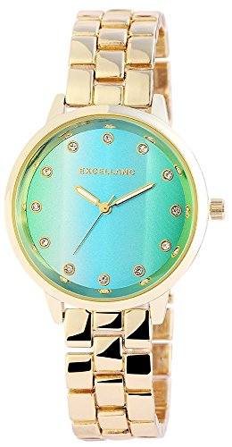 Quarz Uhr Armbanduhr Crytalbesatz Metallarmband Bicolor 180806500007