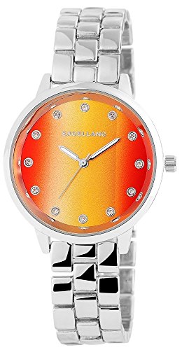 Quarz Uhr Armbanduhr Crytalbesatz Metallarmband Bicolor 180824500007