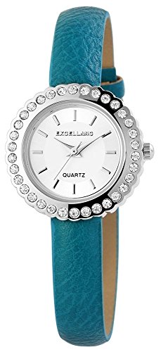 Uhr Silberfarbig Lederarmband 20cm Tuerkis Dornschliesse 195623000018