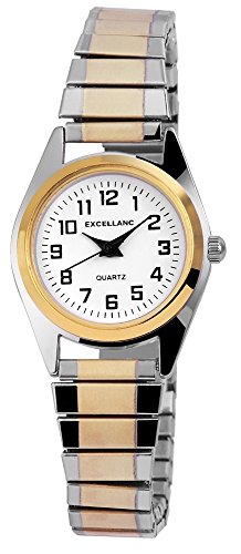 Excellanc Damen Zugband Uhr Armbanduhr Metallzugband bicolor