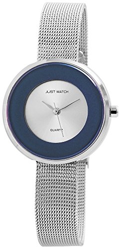 Uhr Blau Silberfarbig Edelstahlmeshband Silberfarbig 21cm JW10242 BL
