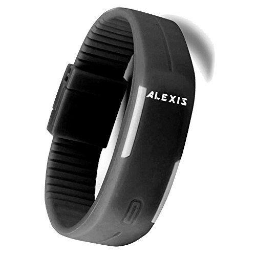 10dw447 a rechteckig schwarz Watchcase Silikon Schwarz Band LED Alexis