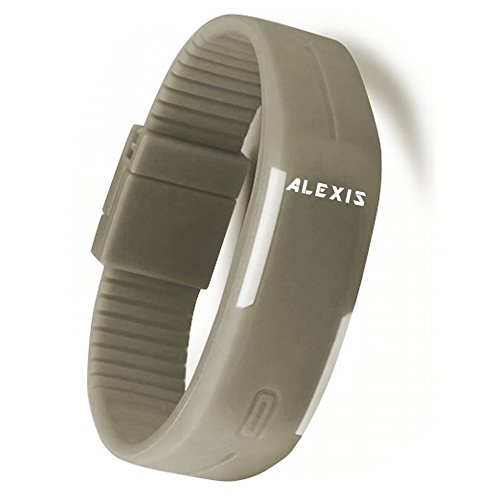 10dw447d New rechteckig grau Silikon Watchcase LED grau Band Unisex Digitale Armbanduhr