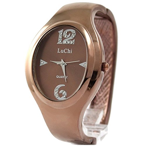 Brown Band Elliptic Brown Uhrgehaeuse Female Zifferblatt mit Kristall Armband Uhr