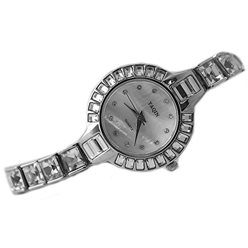 Natuerliche runde PNP glaenzende silberne Uhrgehaeuse Weiss Dial Female Armband Uhr