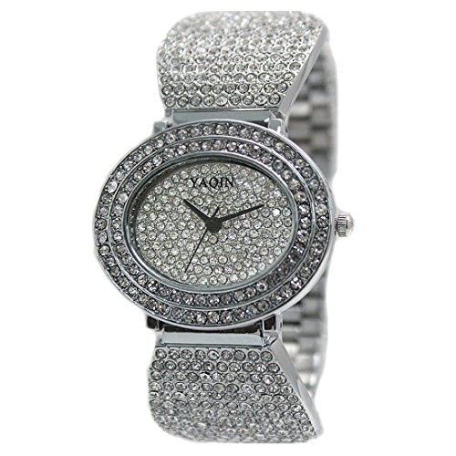 ukfw869b New Elliptische PNP glaenzend Silber Watchcase Silber Zifferblatt Damen Armband Armbanduhr