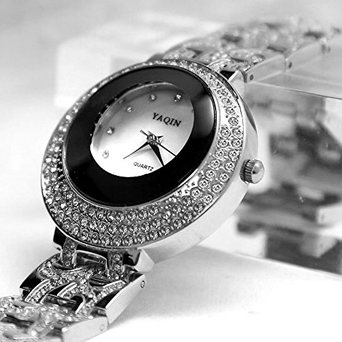 Weisses Zifferblatt PNP glaenzende silberne Uhrgehaeuse Kristallspiegelglas Mode Uhr