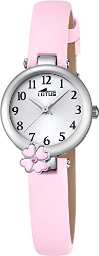 LOTUS Jugend Uhr Junior Collection Analog Leder Armband rosa Chronograph Uhr Ziffernblatt silber UL18267 2