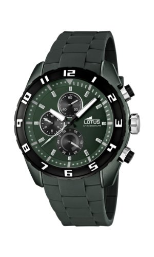 Lotus Men Armbanduhr Uhr gruenes Zifferblatt Chronograph Anzeige und Green Rubber Strap 15842 4