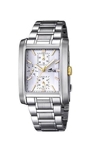 Lotus Herren Quarz Uhr mit weissem Zifferblatt Analog Anzeige und Silber Edelstahl Armband 18222 1
