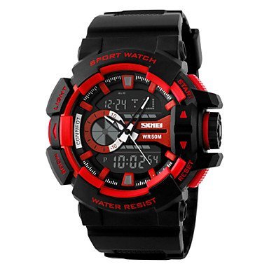 Maenner Dualzeit Analog Digital Sportuhr Mode Design Armbanduhr Farbe Rot Grossauswahl Einheitsgroesse