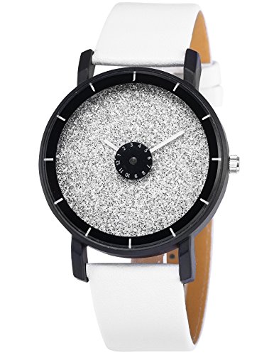 AMPM24 Elegant Quarz Uhr mit Weiss Zifferblatt und Weiss Leder Armband WAA935