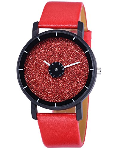 AMPM24 Elegant Quarz Uhr mit Rot Zifferblatt und Rot Leder Armband WAA938