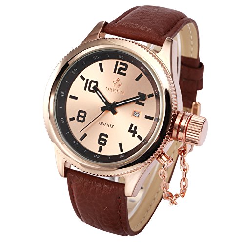 AMPM24 Quarzuhr Braune Armband aus Leder Datumanzeige ORK195