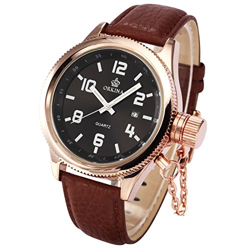 AMPM24 Quarzuhr Braune Armband aus Leder Datumanzeige ORK194