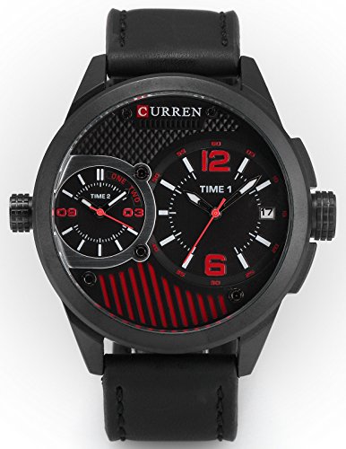AMPM24 Quarzuhr Datumsanzeige Schwarz Leder XXL Oversized Uhr CUR112