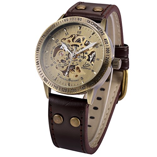 AMPM24 Herren Automatik Mechanik Uhr Armband aus Kunstleder AMPM24 Geschenkbox PMW365