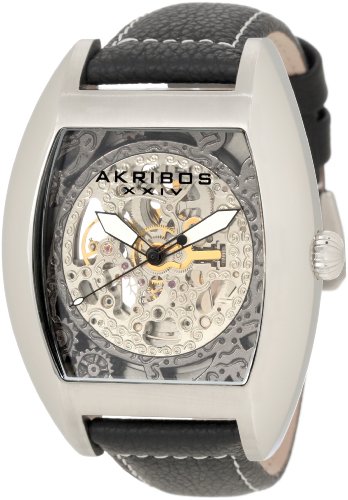 Akribos XXIV Herren AKR454SS Premier Skelton Automatic Tourneau Shaped Uhr