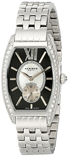 Akribos XXIV Damen AKR470BK Diamant Schweizer Quartz Tourneau Armband Armbanduhr