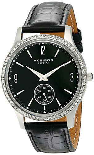 Akribos XXIV Herren ak606ss Essential Kristall Quarz Lederband Armbanduhr