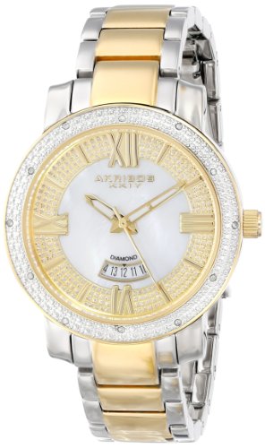 Akribos XXIV Damen Diamant Schweizer Quarz Gold Bicolor Edelstahl Armband Armbanduhr