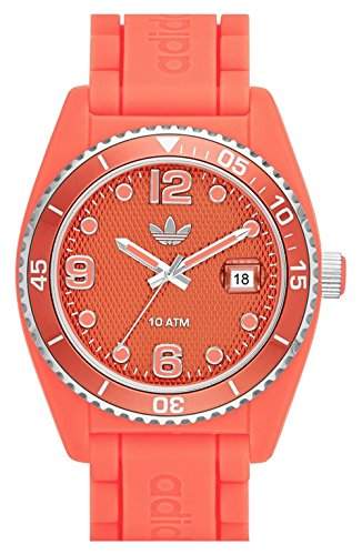 Adidas Herren & Damen 42mm Orange Kautschuk Armband Mineral Glas Uhr adh2939