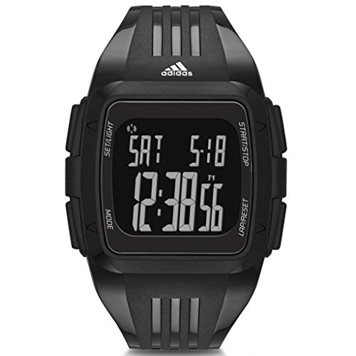 Adidas ADP6090 DURAMO Uhr Kunststoff Kunststoff 50m Digital Datum Licht Alarm Timer schwarz