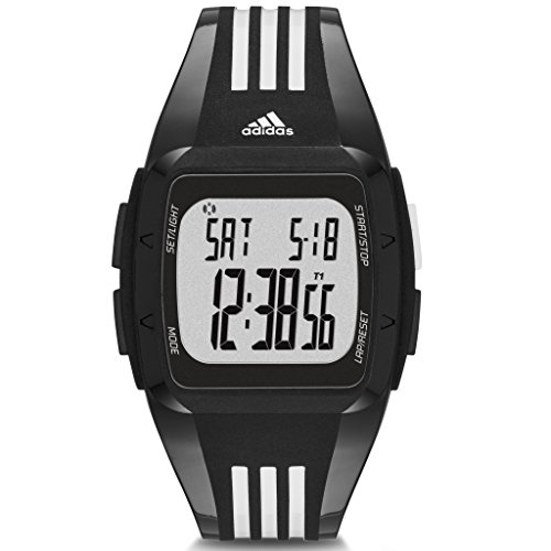 Adidas ADP6093 DURAMO Uhr Kunststoff Kunststoff 50m Digital Datum Licht Alarm Timer schwarz weiss
