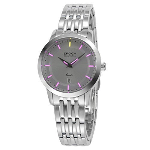 Epoch 6023L Wasserdicht 50 M Tritium Gas Pink Luminous Stahl Strap Weiss Zifferblatt Vogue Business Lady Frauen Quarzuhr Armbanduhr