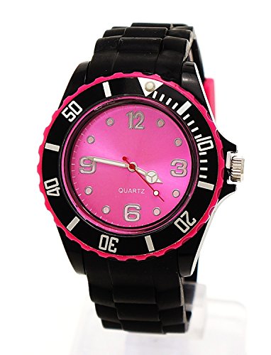 Sport Armbanduhr Schwarz Pink