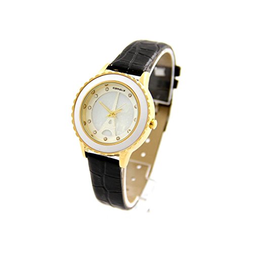 Damen Fantasie Armbanduhr Paris Leder schwarz COMELY 2001
