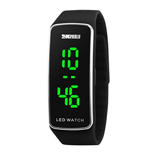 fanmis Unisex Sport Fashion LED Display Liebhaber Gummi Armband Handgelenk Uhren schwarz