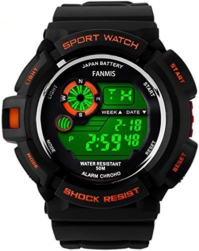 fanmis s shock Multi Funktion Digital LED wasserabweisend Elektronische Sport Uhren Orange