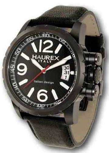 Haurex Italy Herrenuhr Aeron Black Dial Watch #8N321UN1
