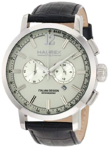 Haurex Italy Herren-Armbanduhr XL Maestro Chronograph Leder 9A330UCC