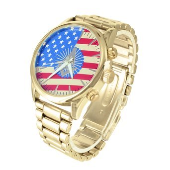 Freimaurer American Flagge Armbanduhr Multi Farbe 14 K Ton Quarz wasserabweisend