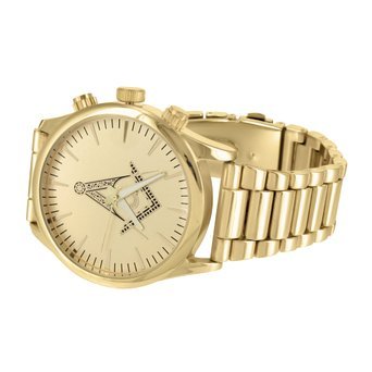 Freimaurer Uhren 14 K Gold Ton Presidential Link Rueckseite aus Edelstahl Herren 50 mm