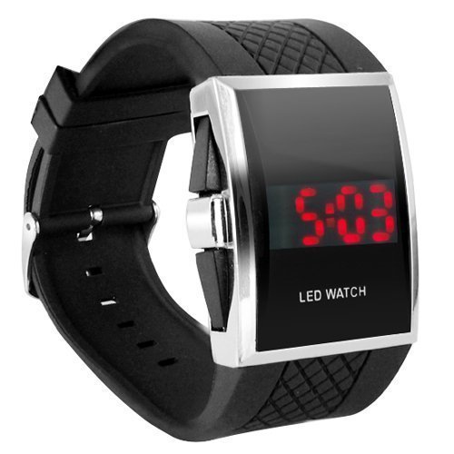 Accessotech Schwarz Luxurioes Armbanduhr LED Tag Datumsanzeige Digital Herren Mode Sport oder Freizeit