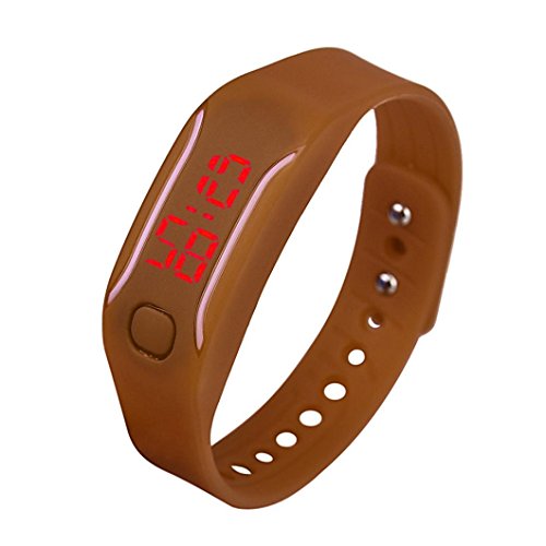 uhr sport armband Kolylong Unisex Gummi LED Datum Digital Sport Armband Kolylong Braun