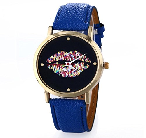uhr Kolylong Damen Leder Vogue Armbanduhr blau
