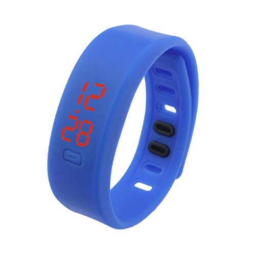 Kolylong Damen Rubber LED Uhr Datum Sports Armband Blau