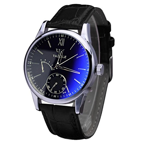 Kolylong Luxus Mode Maenner Blue Ray Glas Quartz Analog Uhren Schwarz