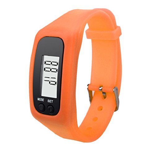 Armband Herren Damen Kolylong Unisex LCD Pedometer Schrittzaehler Entfernung Kalorienberechnung Armband Orange