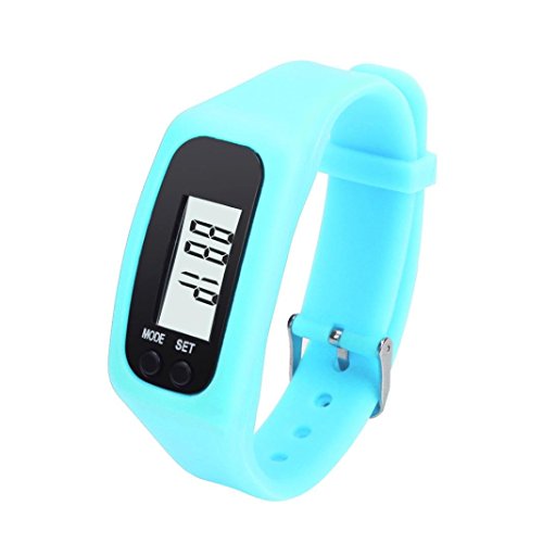 Armband Herren Damen Kolylong Unisex LCD Pedometer Schrittzaehler Entfernung Kalorienberechnung Armband Blau