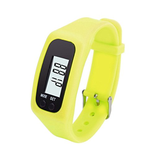 Armband Herren Damen Kolylong Unisex LCD Pedometer Schrittzaehler Entfernung Kalorienberechnung Armband Gelb