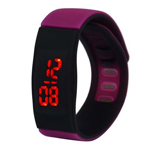 Kolylong Unisex Gummi LED Uhr Sport Armbanduhr Hot Pink