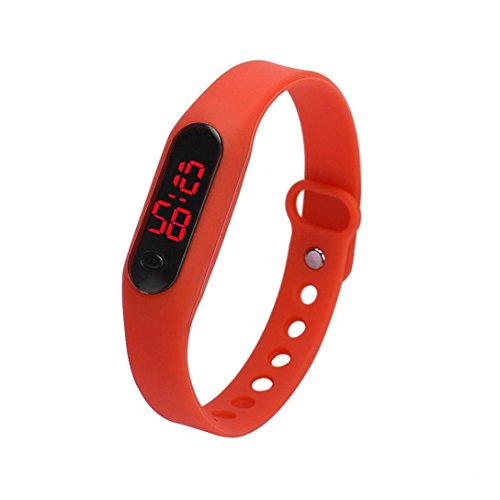 Kolylong 1PC Unisex Gummi LED Uhr Sport Armbanduhr Rote