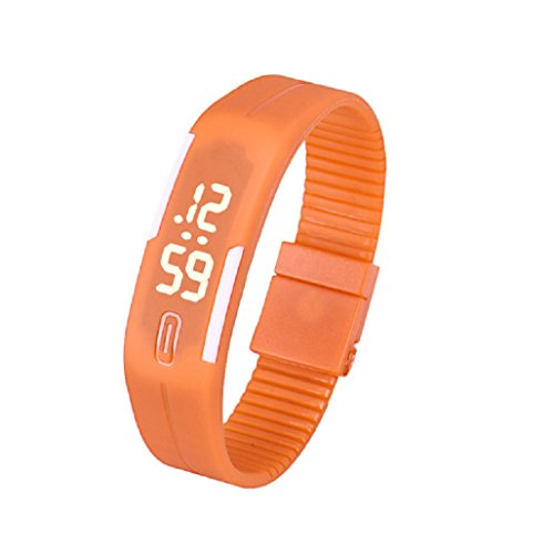 Kolylong Mens Womens Rubber LED Armbanduhr seit Sport Armband Digitale Orange