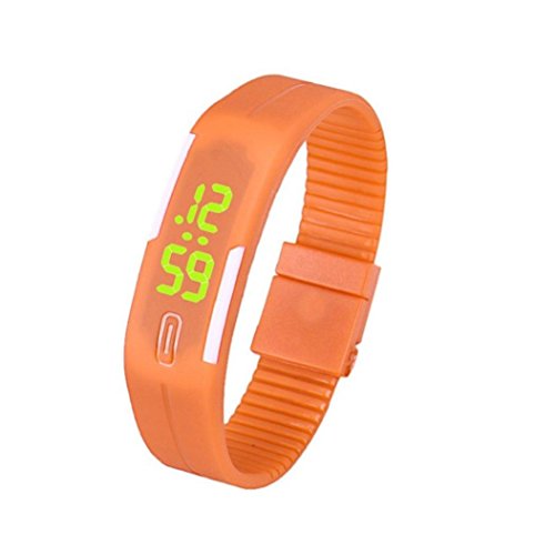 uhr sport Kolylong 1PC Unisex Gummi LED Sport Armbanduhr Orange