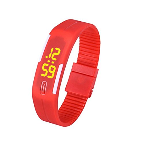 uhr sport Kolylong 1PC Unisex Gummi LED Sport Armbanduhr Rote